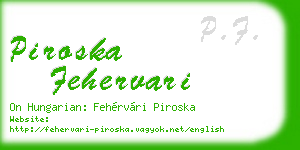 piroska fehervari business card